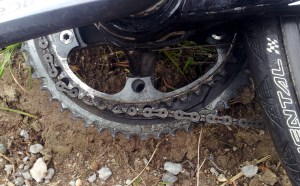 Chainring bent enough to saw the frame