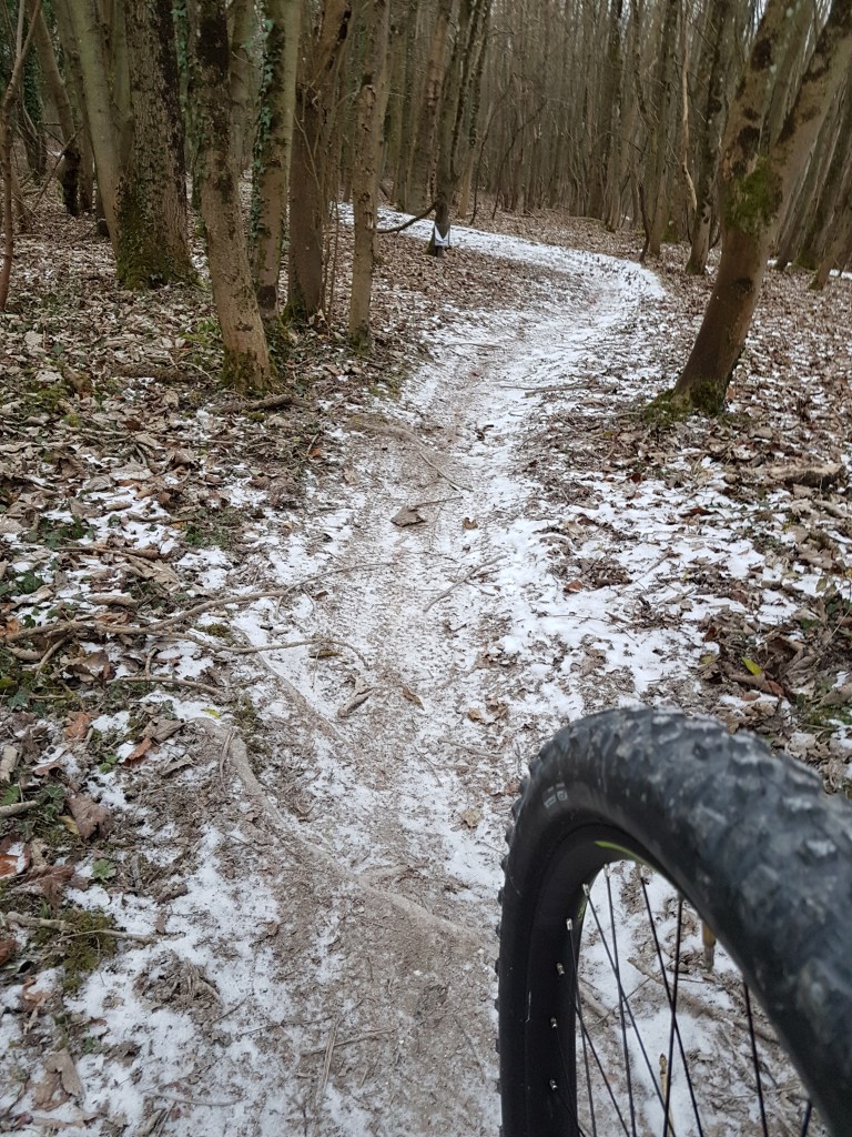 The perfect frozen trail with a dusting of snow